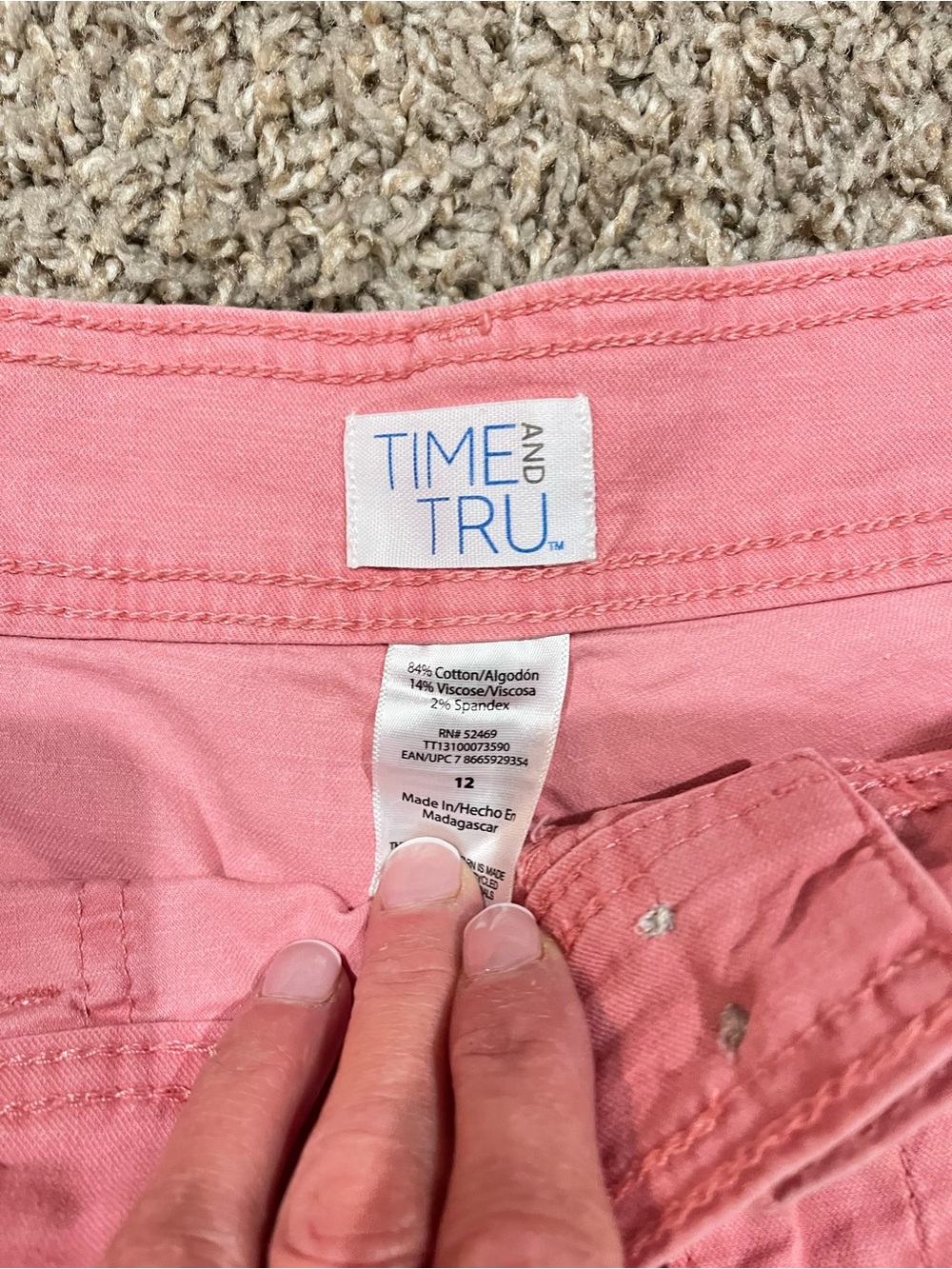Time and Tru Coral-Pink Cotton Blend Shorts